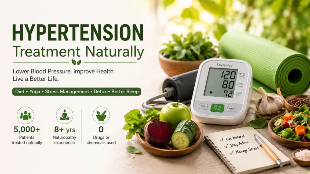 Hypertension Treatment Naturally with diet, yoga, stress management and healthy lifestyle